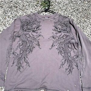 Vintage affliction like MMA ELITE skull thermal waffle print